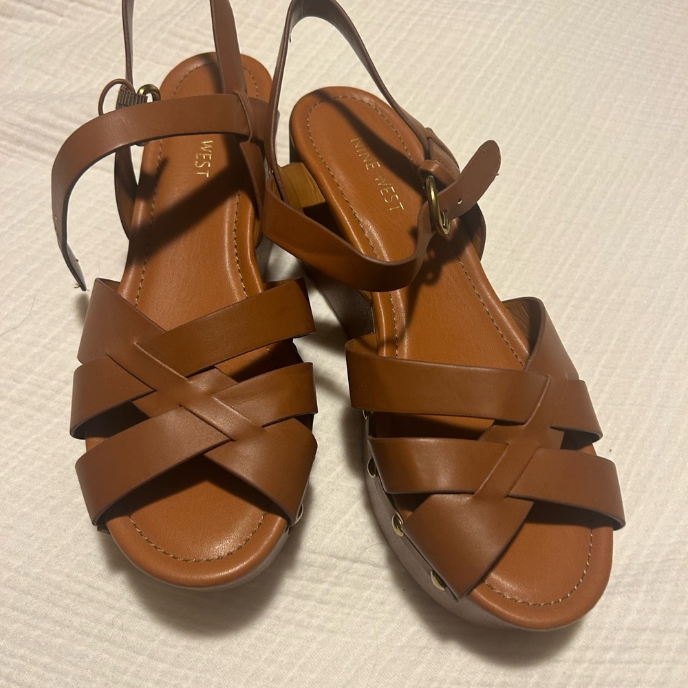Nine West Tan Strappy Sandals